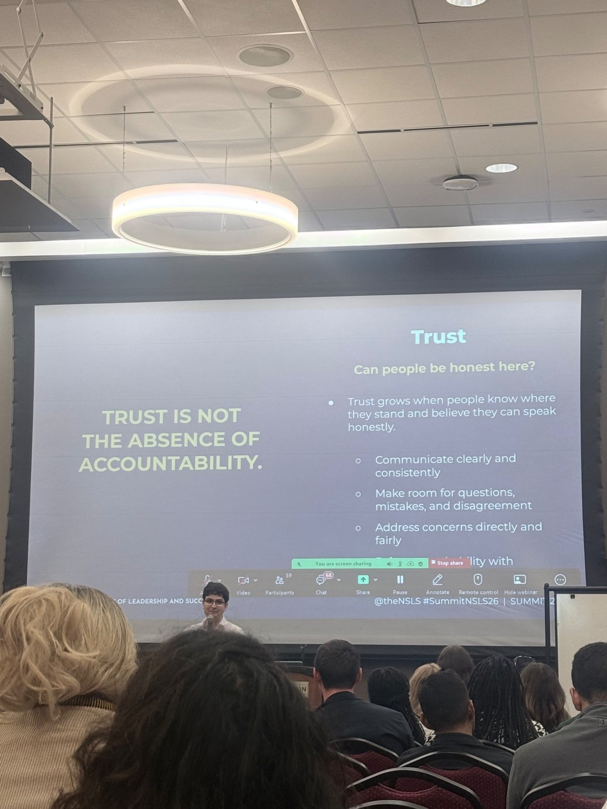 Slide reading Trust is not the absence of accountability, with points on how trust grows